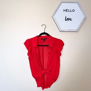 Red Button Down Blouse